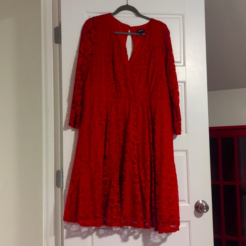 Red stretch lace dress.  Torrid size 2